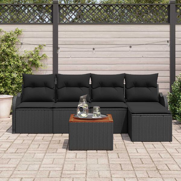 vidaXL Tuin Sofa Set 6 pcs Zwart