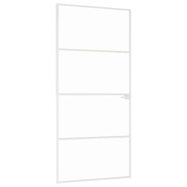 vidaXL Binnendeur 93x201,5 cm gehard glas en aluminium smal wit