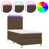 vidaXL Boxspring met matras en LED stof donkerbruin 80x200 cm