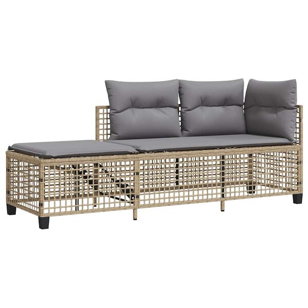vidaXL 3-delige Loungeset met kussens poly rattan gemengd beige