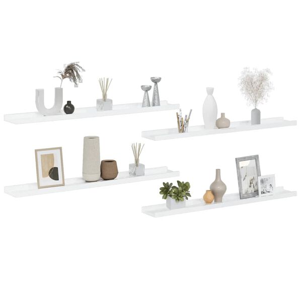 vidaXL Wandschappen 4 st 80x9x3 cm hoogglans wit
