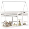 vidaXL Halfhoogslaper met ladder en bedhuis grenenhout wit 90x190 cm