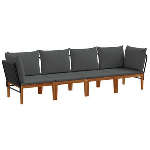 vidaXL 4 st Massief acaciahout & touw Naturel