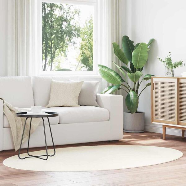 vidaXL Vloerkleden Ovaal HUARTE Cr&egrave;me 200 x 140 cm 100% Polyester