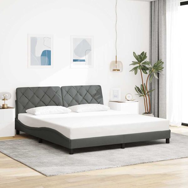 vidaXL Bedframe met LED zonder matras 180x200 cm stof donkergrijs