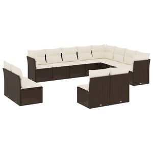 vidaXL 12-delige Loungeset met kussens poly rattan bruin