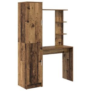 vidaXL Bureau met plank met opslag met de deur 2 st Oudhout