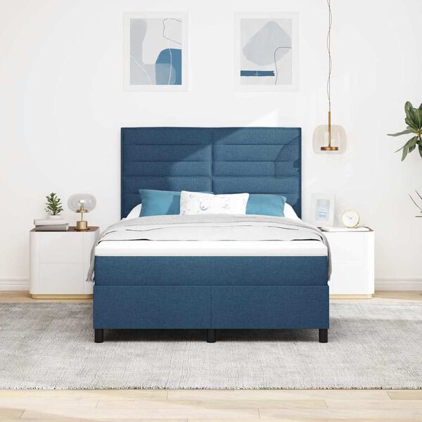 vidaXL Boxspring bed met matras met LED Blauw 140 x 200 cm Stof