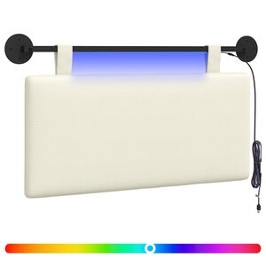 vidaXL Hangend hoofdbord Met LED-verlichting Cr&egrave;mekleurig Katoen Stof