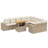 vidaXL 10-delige Loungeset met kussens poly rattan beige