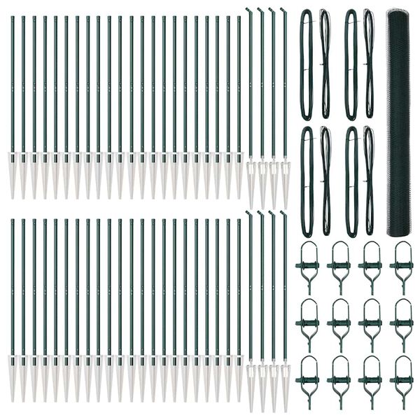 vidaXL Hecke met palen Groen 1.5 x 100 m PVC-gecoat staal