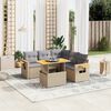 vidaXL 6-delige Loungeset met kussens poly rattan beige