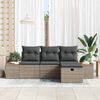 vidaXL Tuin Sofa Set met kussen 4 pcs Grijs Poly riet