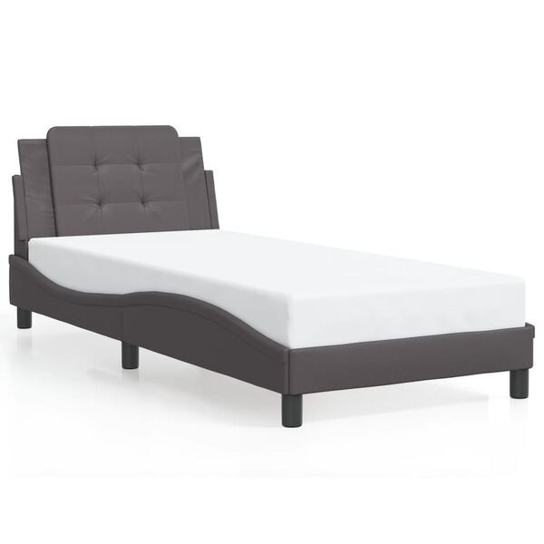 vidaXL Bedframe met LED zonder matras "Zadar" grijs 100x200 cm