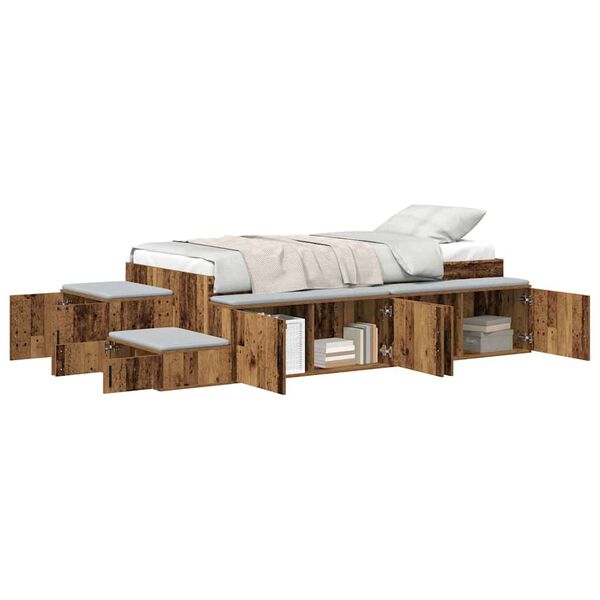 vidaXL Opbergbedframe Oud hout 234 x 103 x 53.5 cm Bewerkt hout