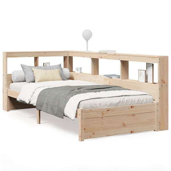 vidaXL Bed met boekenkast zonder matras massief grenenhout 90x190 cm