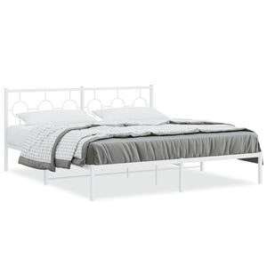 vidaXL Bedframe met hoofdbord metaal wit 183x213 cm