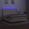vidaXL Boxspring met matras en LED stof cr&egrave;mekleurig 180x200 cm
