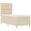 vidaXL LED Box Spring Bed met matras Cr&egrave;me 80 x 200 cm Stof