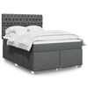 vidaXL Boxspring met matras stof donkergrijs 140x190 cm