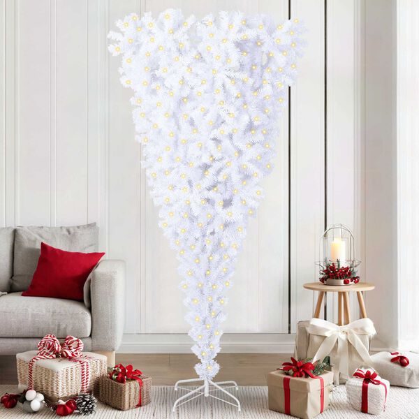 vidaXL Kunstkerstboom met 300 LED Wit 210 cm PVC en staal