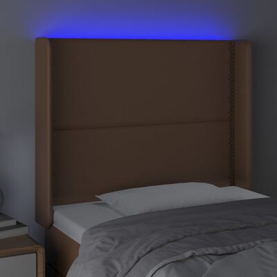 vidaXL Hoofdbord LED 103x16x118/128 cm kunstleer bruin