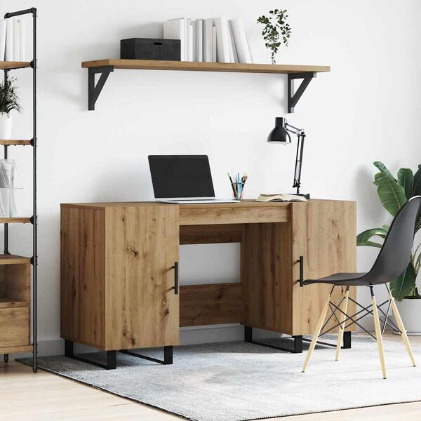 vidaXL Bureau artisanaal eikenkleurig 140 x 50 x 75 cm Bewerkt hout