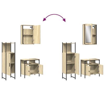 vidaXL 3-delige Badkamermeubelset bewerkt hout sonoma eikenkleurig