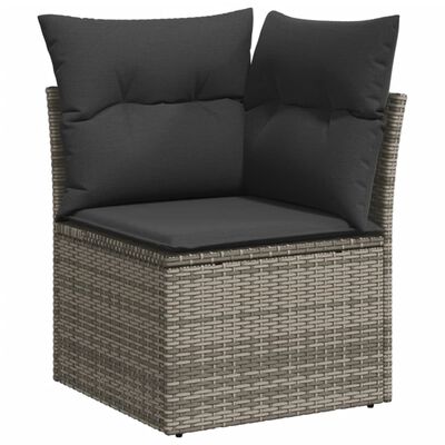 vidaXL 11-delige Loungeset met kussens poly rattan grijs