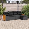 vidaXL 5-delige Loungeset met kussens poly rattan zwart