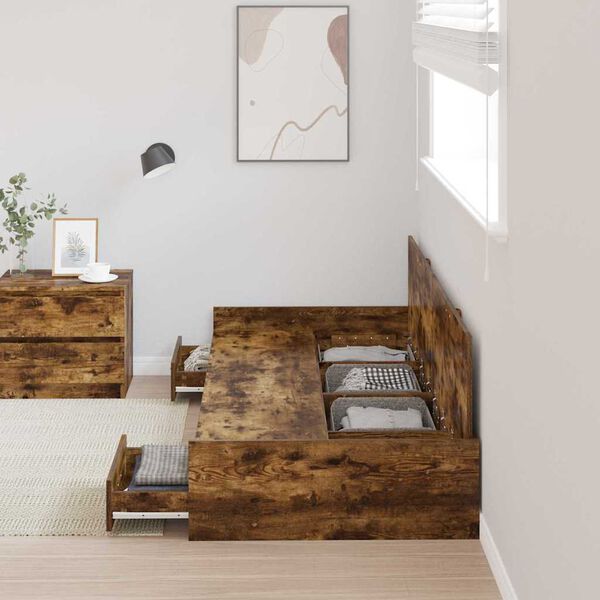 vidaXL Bedframe met hoofdeinde Oud Hout 90 x 200 cm Bewerkt hout