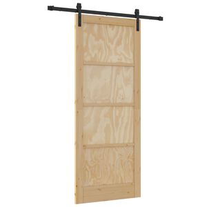 vidaXL Schuifdeur Naturel 86 x 211 cm Massief grenenhout
