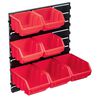 vidaXL 8-delige Opslagbakkenset met wandpaneel rood en zwart