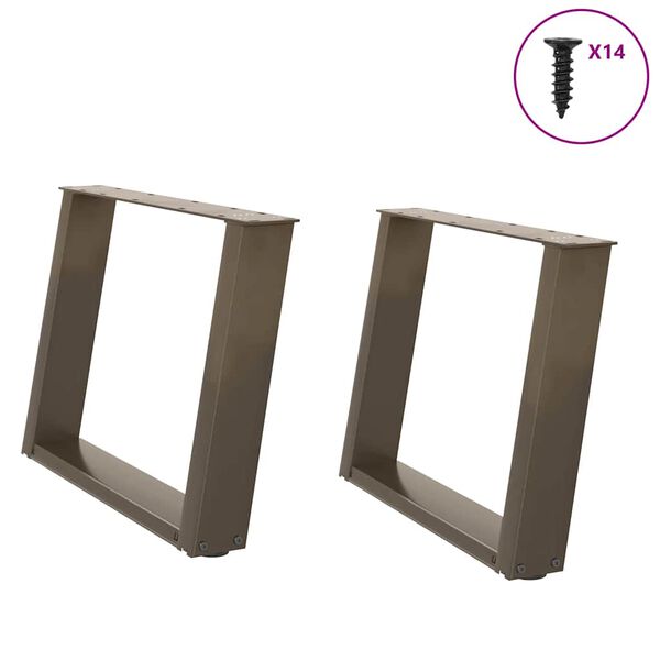 vidaXL Salontafelpoten 2 st U-vormig 60x(42-43) cm staal naturel