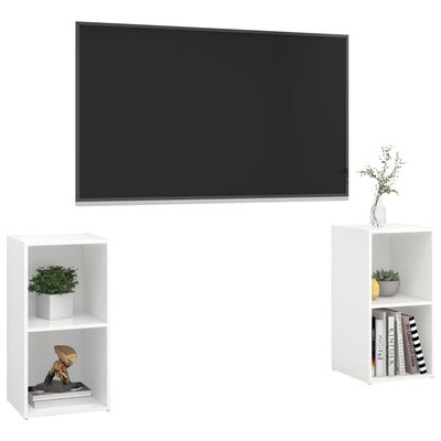 vidaXL Tv-meubelen 2 st 72x35x36,5 cm bewerkt houthoogglans wit