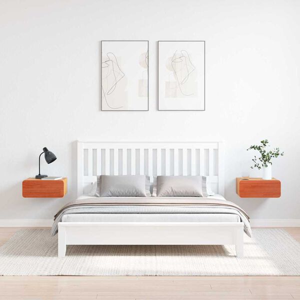 vidaXL Nachtkastje 2 pcs Wasbruin 39 x 34 x 16,5 cm Massief grenenhout