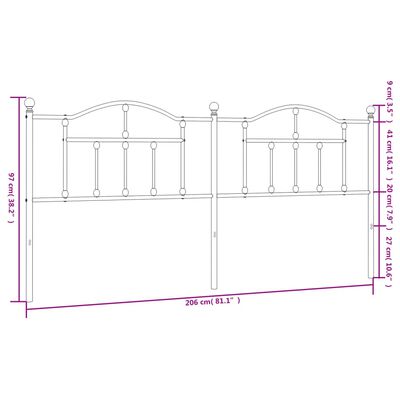 vidaXL Hoofdbord 200 cm metaal wit