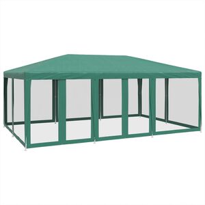 vidaXL Partytent met 10 mesh zijwanden 6x4 m HDPE groen