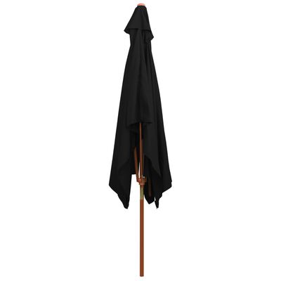 vidaXL Parasol met houten paal 200x300 cm zwart