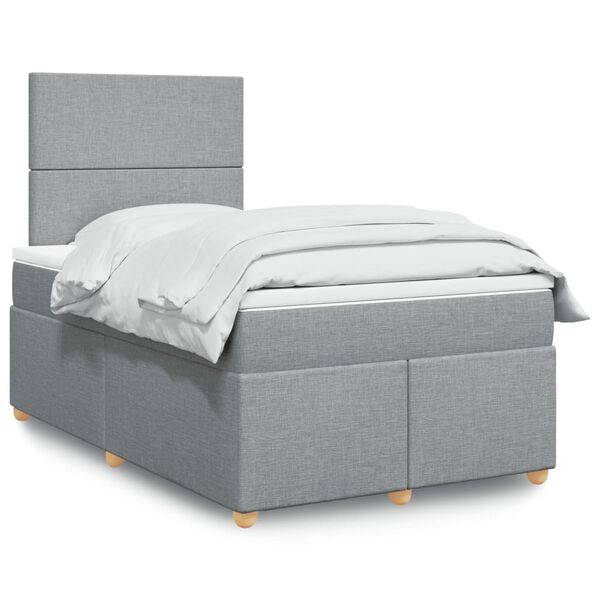 vidaXL Boxspring met matras stof lichtgrijs 120x190 cm