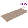 vidaXL Trapmatten zelfklevend 15 st sisal-look 65x21x4 cm lichtbeige