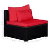 vidaXL 9-delige Loungeset met kussens poly rattan rood