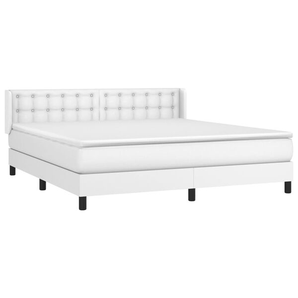 vidaXL Boxspring met matras kunstleer wit 160x200 cm