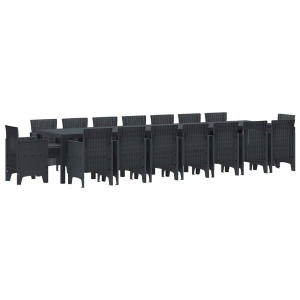 vidaXL Tuin Eettafelset met kussens met kussen 17 pcs Antraciet PP