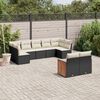 vidaXL 9-delige Loungeset met kussens poly rattan zwart