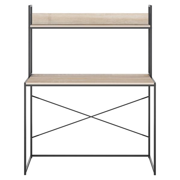 vidaXL Computerbureau 110x60x138 cm bewerkt hout zwart en eikenkleurig