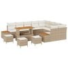 vidaXL Tuinbankenset 13 st 12-Aantal zitplaatsen Beige Poly riet