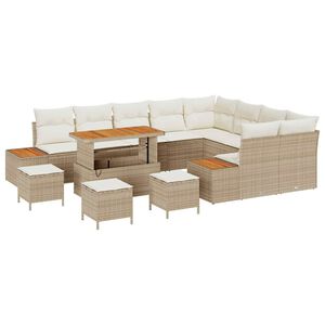 vidaXL Tuinbankenset 13 st 12-Aantal zitplaatsen Beige Poly riet