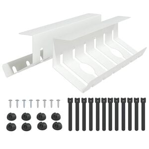 vidaXL Kabelgoot voor onder bureau 2 st Wit 44 x 11,5 x 13,5 cm Staal