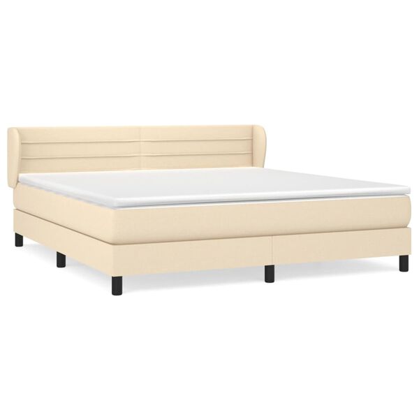 vidaXL Boxspring met matras stof cr&egrave;mekleurig 180x200 cm